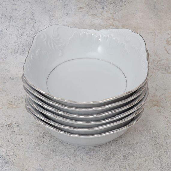 Набор из 6-ти салатников Rococo с платиновой полосой 17 см, Repast, фото , изображение 7