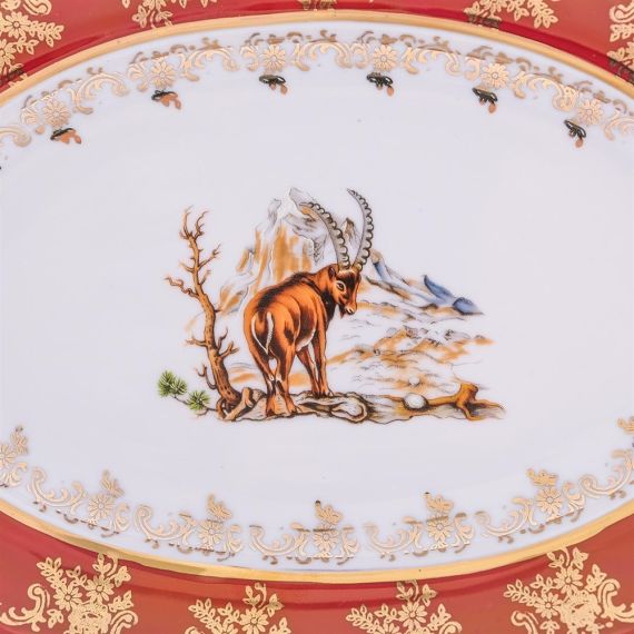 Блюдо овальное Охота красная 28 см, серия Мария Тереза, Repast, фото , изображение 8