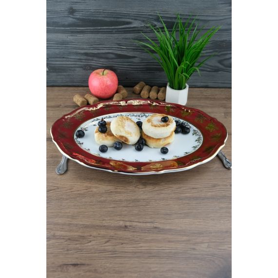 Блюдо овальное Охота красная 38 см, серия Мария Тереза, Repast, фото , изображение 2