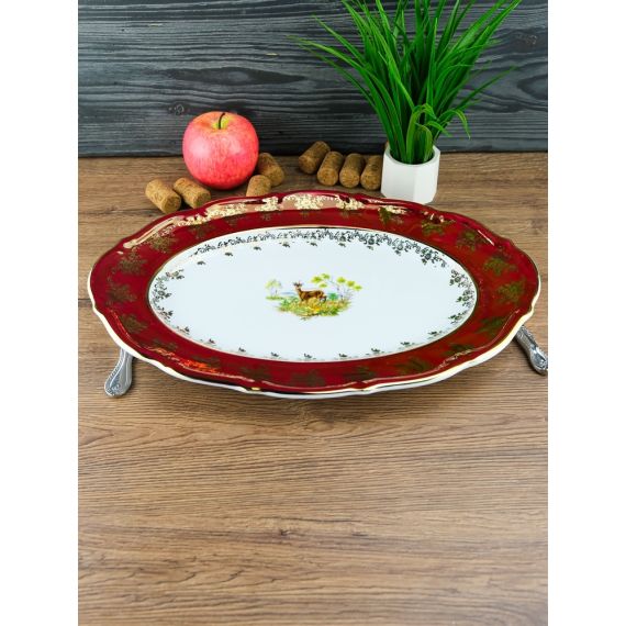 Блюдо овальное Охота красная 38 см, серия Мария Тереза, Repast, фото , изображение 5