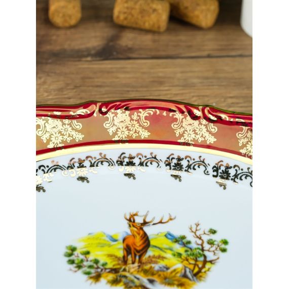 Блюдо овальное Охота красная 28 см, серия Мария Тереза, Repast, фото , изображение 4
