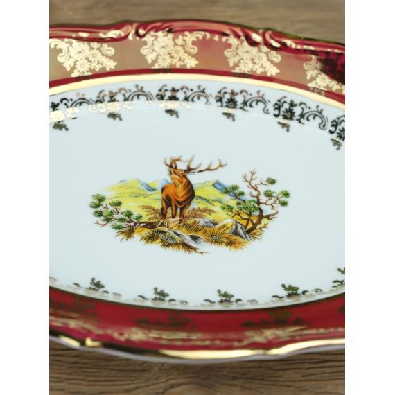 Блюдо овальное Охота красная 28 см, серия Мария Тереза, Repast, фото , изображение 5