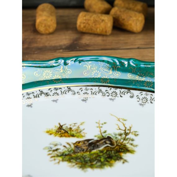 Блюдо овальное Охота зеленая 29 см, серия Мария Тереза, Repast, фото , изображение 3