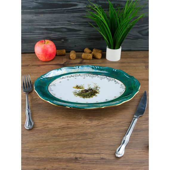 Блюдо овальное Охота зеленая 29 см, серия Мария Тереза, Repast, фото , изображение 5