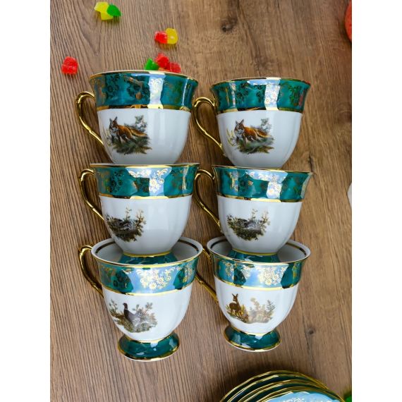 Кофейный сервиз на 6 персон Охота зеленая, серия Мария Тереза, 15 предметов, Repast, фото , изображение 11