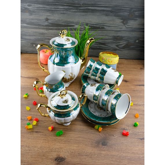 Кофейный сервиз на 6 персон Охота зеленая, серия Мария Тереза, 15 предметов, Repast, фото , изображение 14