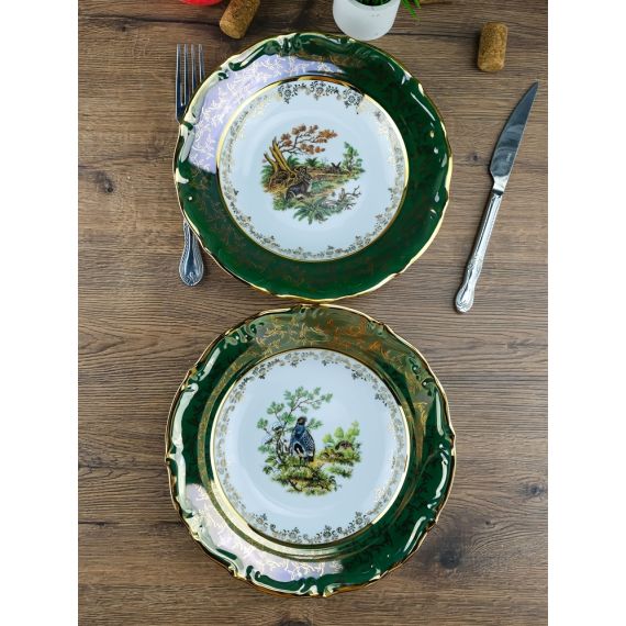 Набор из 6-ти глубоких тарелок Охота зеленая 22,5 см, серия Мария Тереза, Repast, фото , изображение 4