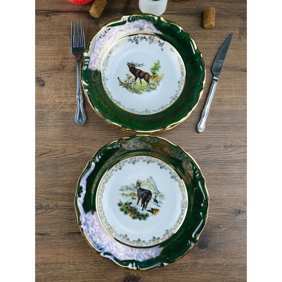 Набор из 6-ти глубоких тарелок Охота зеленая 22,5 см, серия Мария Тереза, Repast, фото , изображение 6