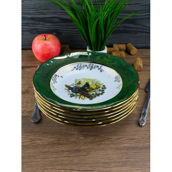 Набор из 6-ти глубоких тарелок Охота зеленая 22,5 см, серия Мария Тереза, Repast, фото , изображение 7