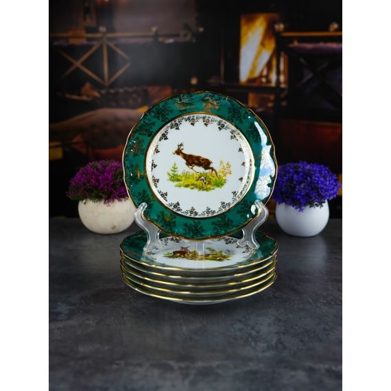 Набор из 6-ти тарелок Охота зеленая 19 см, серия Мария Тереза, Repast, фото , изображение 11