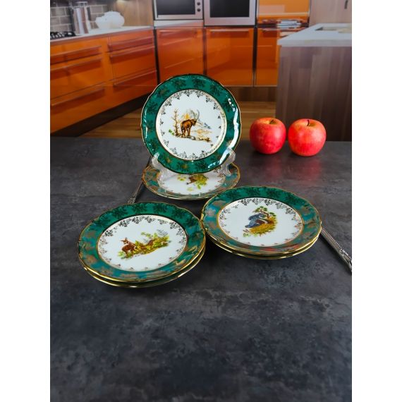 Набор из 6-ти тарелок Охота зеленая 19 см, серия Мария Тереза, Repast, фото , изображение 17