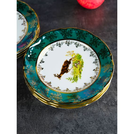 Набор из 6-ти тарелок Охота зеленая 19 см, серия Мария Тереза, Repast, фото , изображение 5