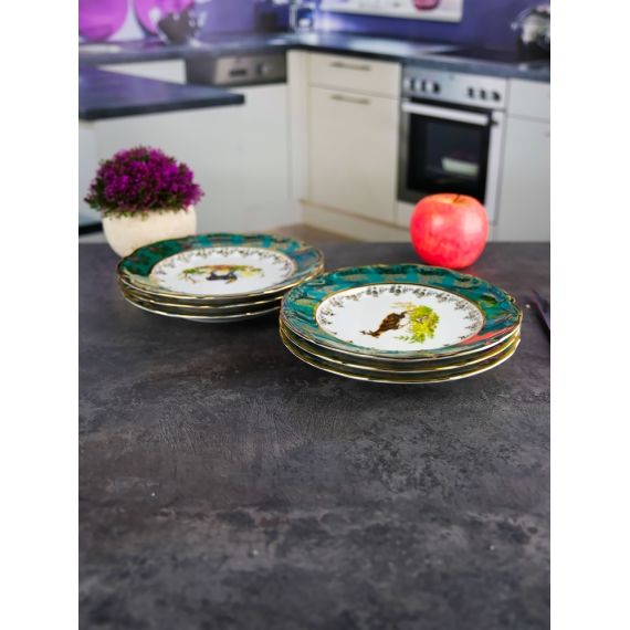 Набор из 6-ти тарелок Охота зеленая 19 см, серия Мария Тереза, Repast, фото , изображение 8