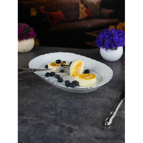 Блюдо овальное Rococo с платиновой полосой 29 см, Repast, фото , изображение 3