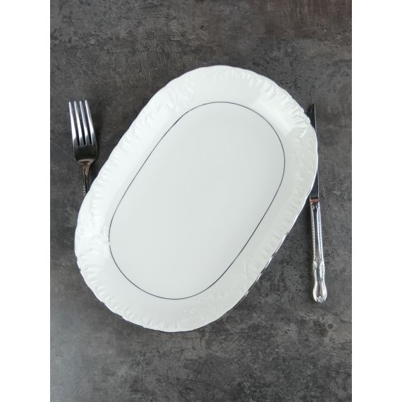 Блюдо овальное Rococo с платиновой полосой 29 см, Repast, фото , изображение 6