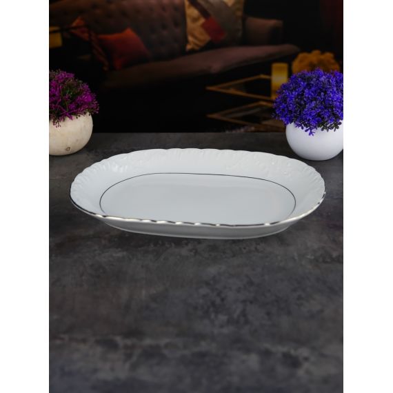 Блюдо овальное Rococo с платиновой полосой 29 см, Repast, фото , изображение 8