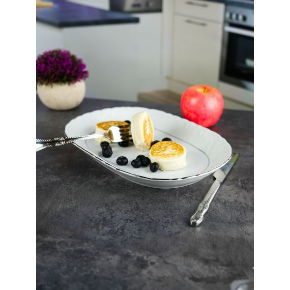 Блюдо овальное Rococo с платиновой полосой 29 см, Repast, фото , изображение 10