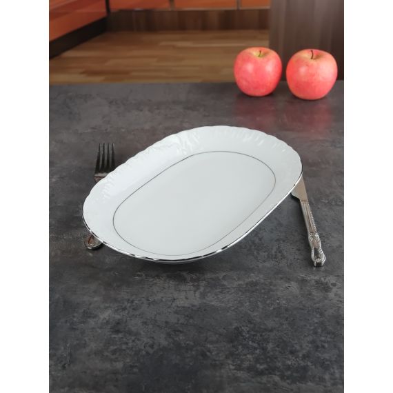 Блюдо овальное Rococo с платиновой полосой 29 см, Repast, фото , изображение 11