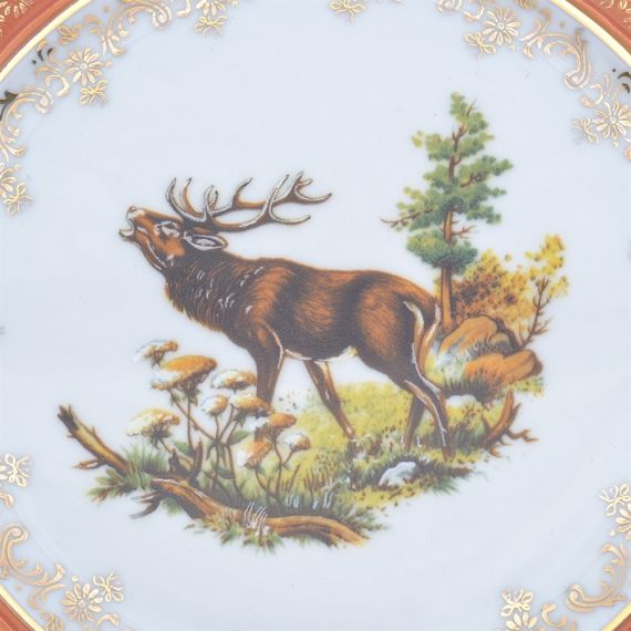 Набор из 6-ти тарелок Охота красная 21 см, серия Мария Тереза, Repast, фото , изображение 2