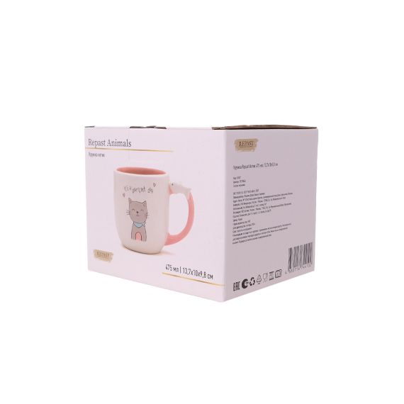 Кружка Котик 475 мл, 13,7*10*9,8 см, Repast, фото , изображение 2