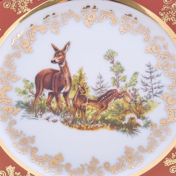 Набор из 6-ти тарелок Охота красная 17 см, серия Мария Тереза, Repast, фото , изображение 3