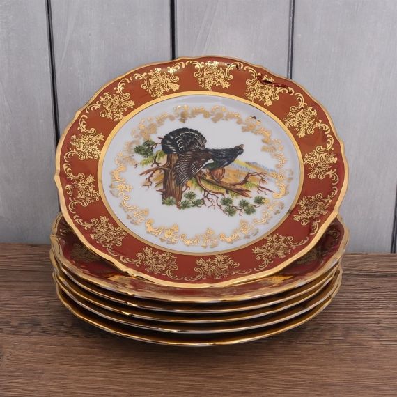 Набор из 6-ти тарелок Охота красная 17 см, серия Мария Тереза, Repast, фото , изображение 5