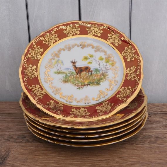 Набор из 6-ти тарелок Охота красная 17 см, серия Мария Тереза, Repast, фото , изображение 9