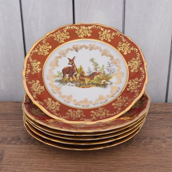 Набор из 6-ти тарелок Охота красная 17 см, серия Мария Тереза, Repast, фото , изображение 11