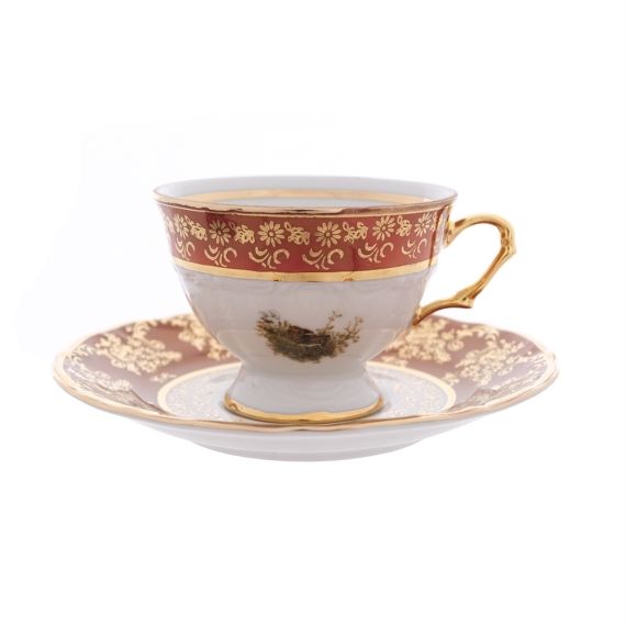 Набор из 6-ти кофейных пар мокко Охота красная 100 мл, серия Мария Тереза, Repast, фото 