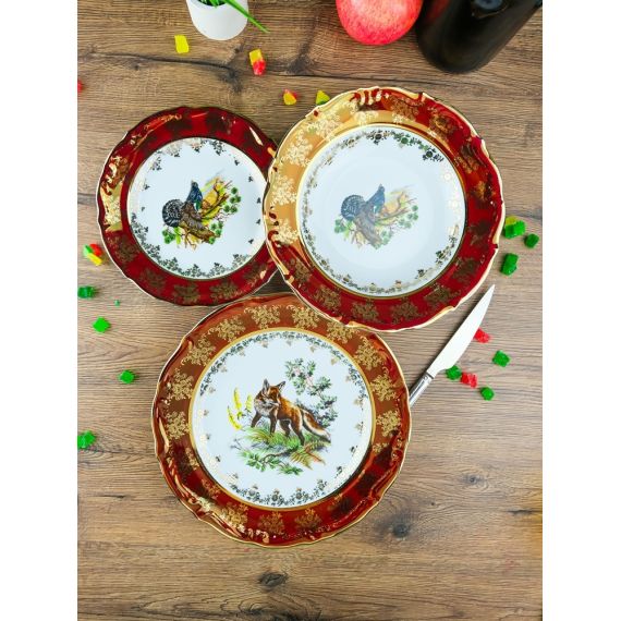 Набор  из 18-ти тарелок Охота красная, серия Мария Тереза, Repast, фото , изображение 3