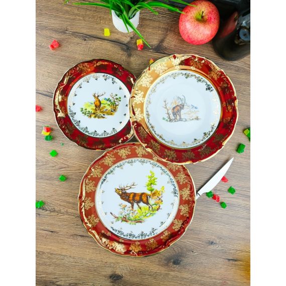Набор  из 18-ти тарелок Охота красная, серия Мария Тереза, Repast, фото , изображение 4