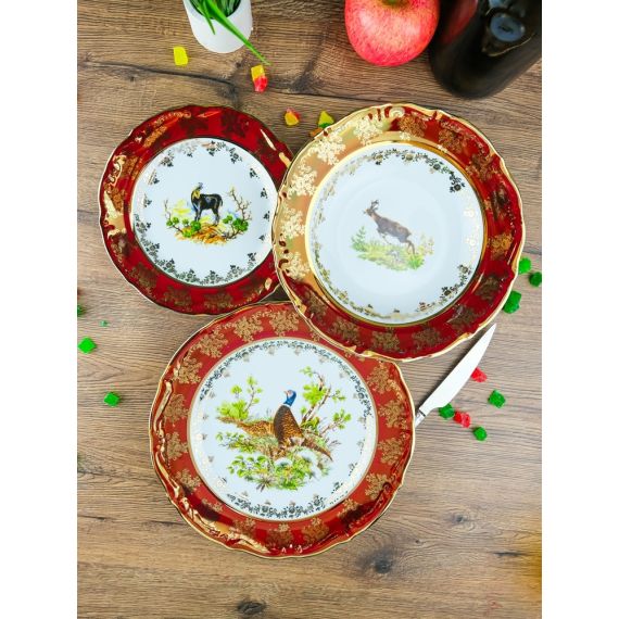 Набор  из 18-ти тарелок Охота красная, серия Мария Тереза, Repast, фото , изображение 5