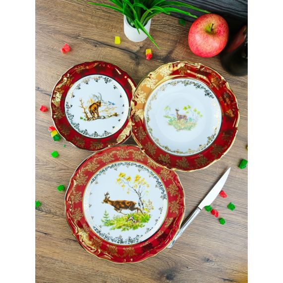 Набор  из 18-ти тарелок Охота красная, серия Мария Тереза, Repast, фото , изображение 6