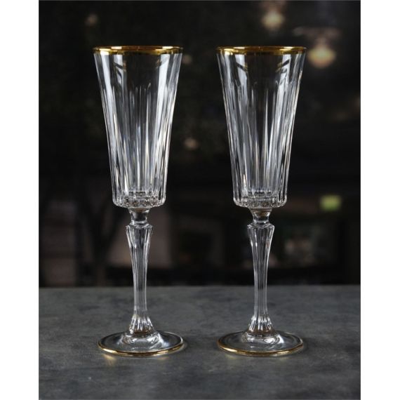 Набор из 2-х фужеров для шампанского RCR Timeless 210 мл, золото, Италия, фото 