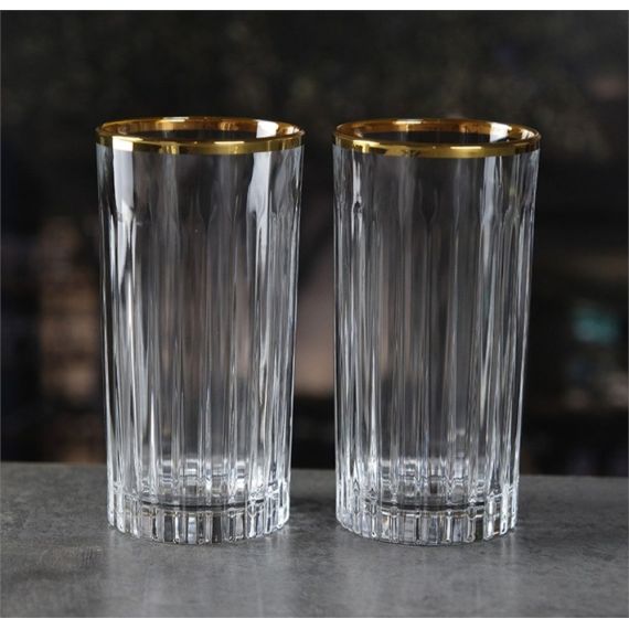 Набор из 2-х стаканов для воды RCR Timeless 440 мл, золото, Италия, фото 