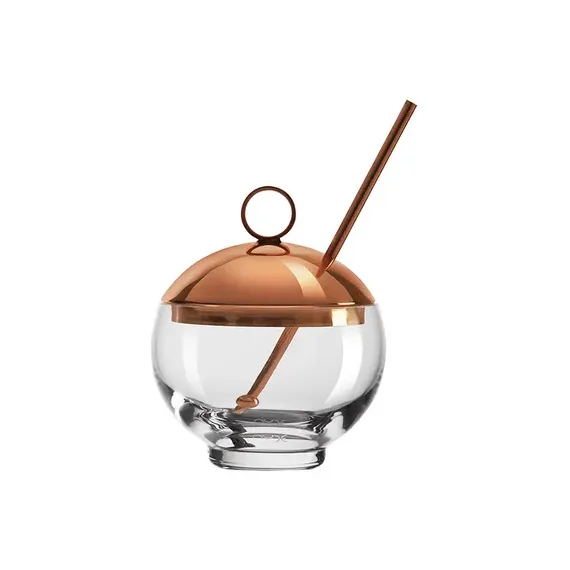 Креманка с крышкой и ложкой Hepburn 500 мл, D=88 мм, H=161 мм, цвет золотой, хрустальное стекло, Nude, фото 